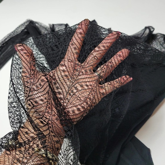 BCBGMaxAzria Women's Lace Sheer Lexi Top Long Sleeve Mesh Black Size Small - Picture 7 of 12